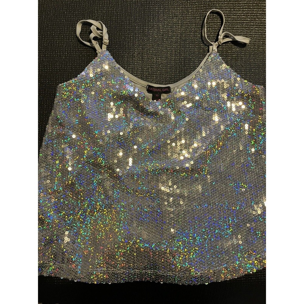Material Girl Sequin Reflective Tank Size XS